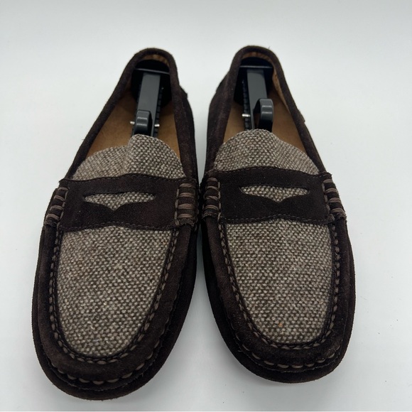 Polo Ralph Lauren Brown Tan Wes II Suede-Tweed Slip On Driver Men's Size 10D - Picture 2 of 10